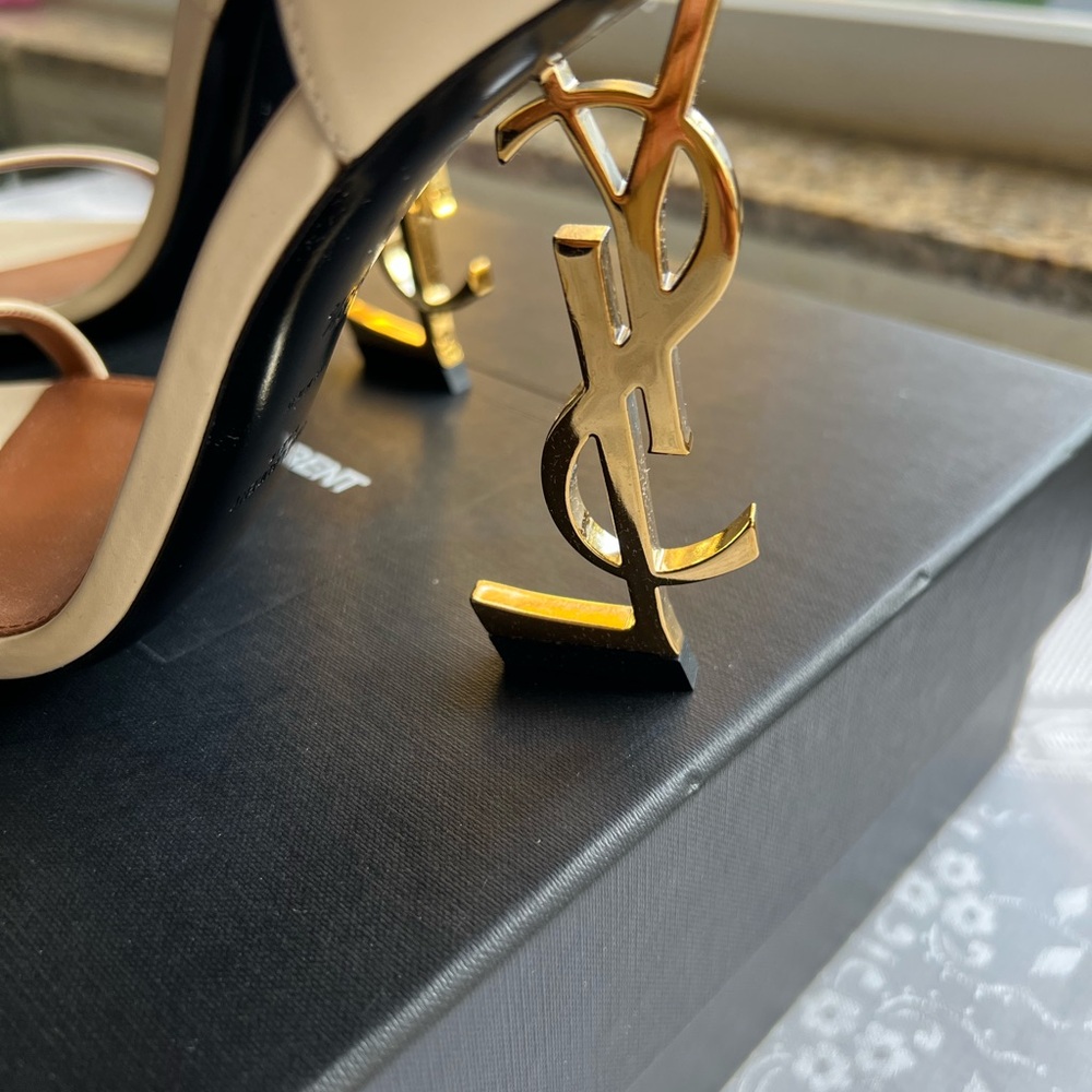Saint Laurent Beige Ankle Strap Heels, NWB - Picture 5 of 16